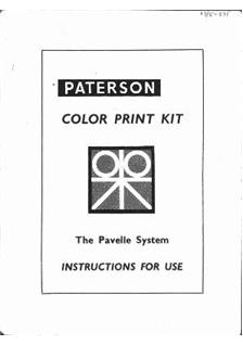 Paterson Pavelle manual. Camera Instructions.